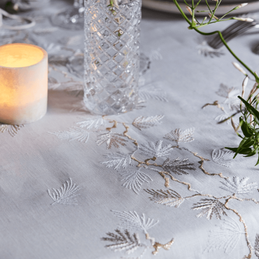 Embroidered linen tablecloth, Ramage