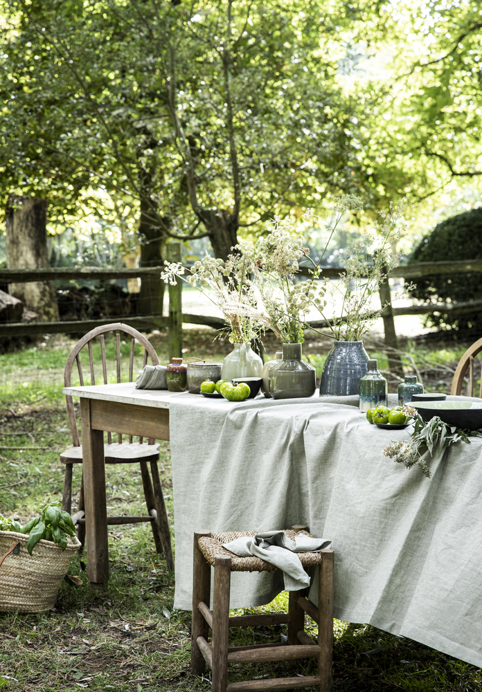 Chambray, linen tablecloth